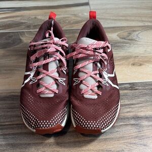 Gently used Nike React Pegasus Trail 4 – Men’s Size 9.5 –Dark Pony / Picante Red